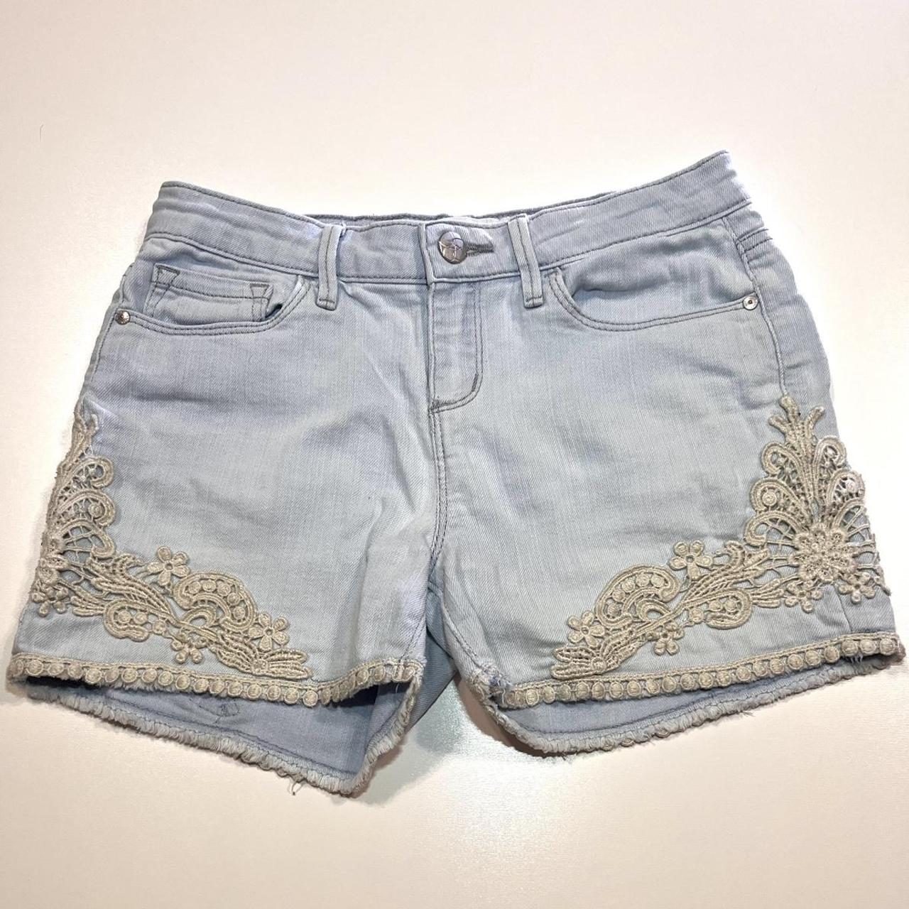 Jessica Simpson Girls denim shorts with lace... - Depop