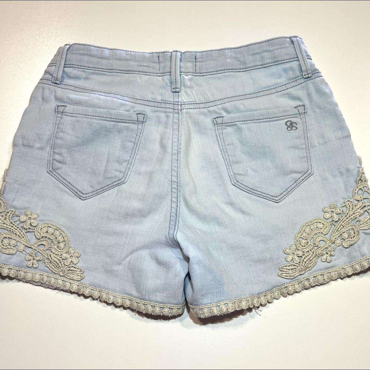 Jessica Simpson Girls denim shorts with lace... - Depop