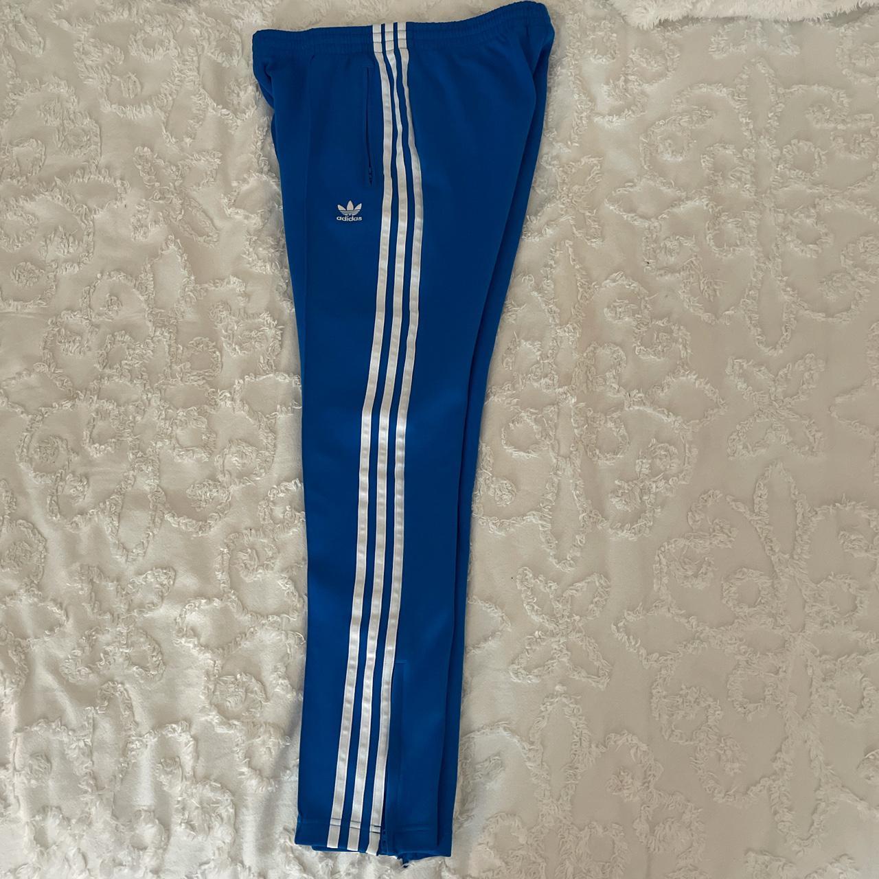 Blue Adidas Track Pants drawstring waist, zipper... Depop