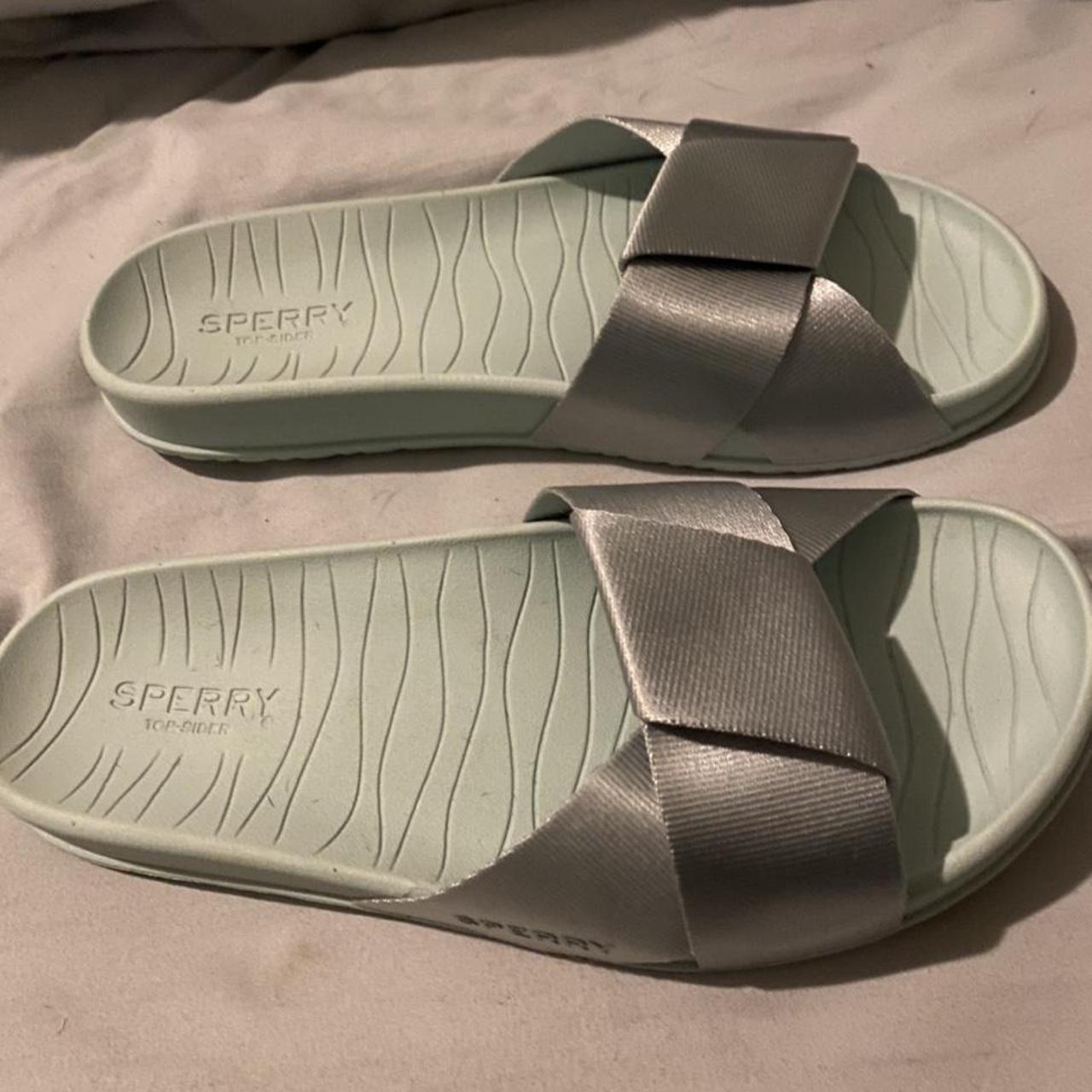 Mint colored Sperry slide So adorable and comfy Depop