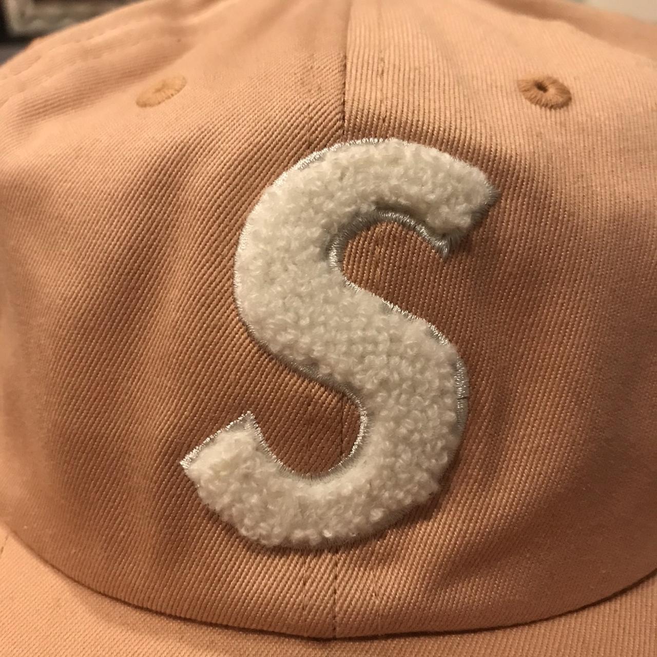 Supreme Chenille S logo 6 panel hat, coral colorway... - Depop