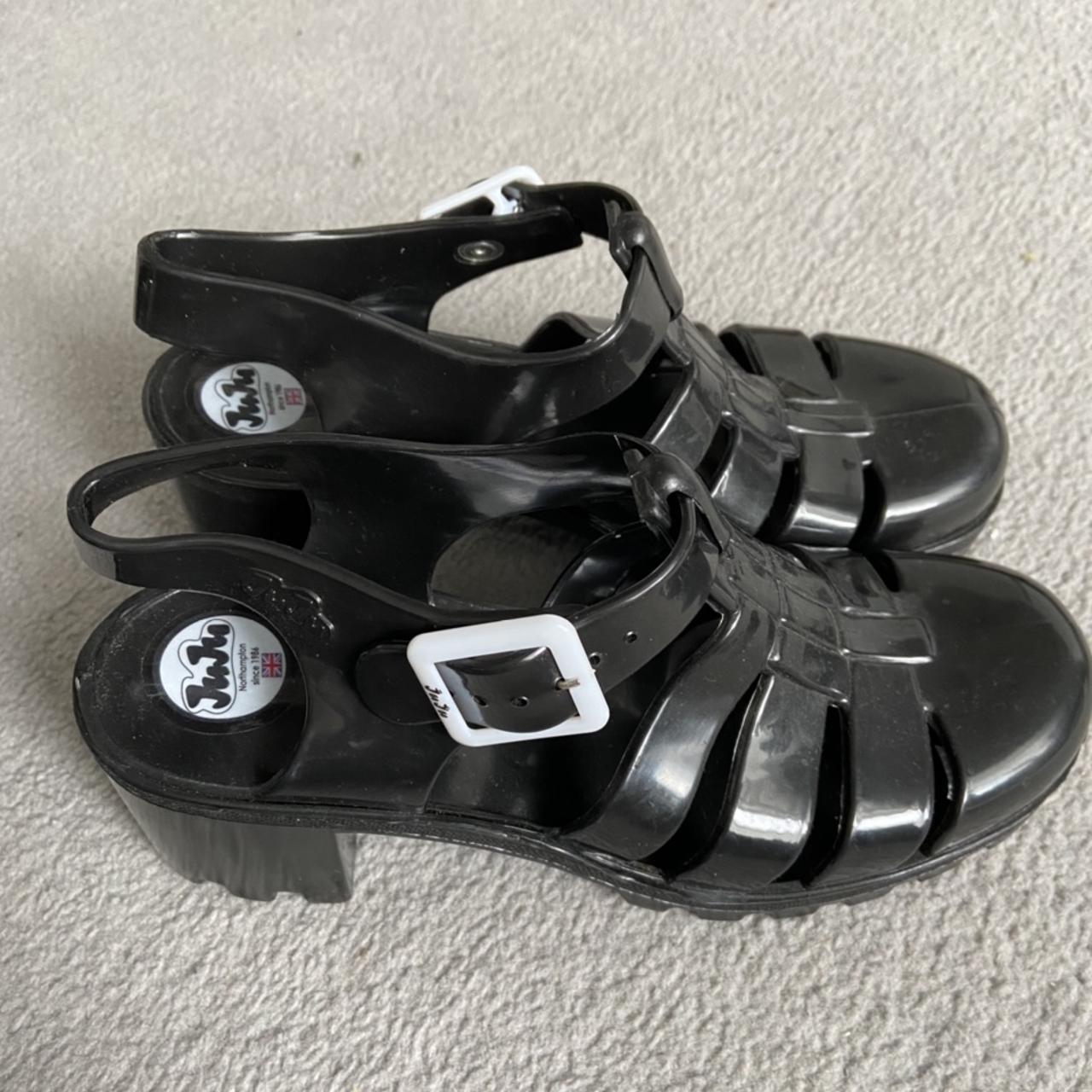 JuJu Jelly Black Sandal with small heel Excellent Depop