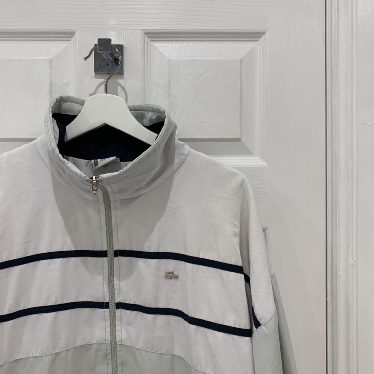 Men’s vintage white Lacoste track jacket size XL in... - Depop