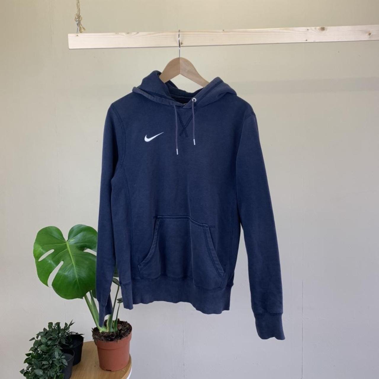 Mens navy blue nike pullover hoodie size Small in... Depop