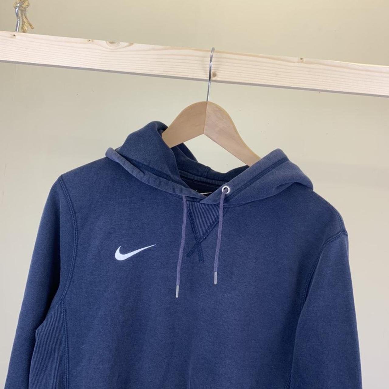 Mens navy blue nike pullover hoodie size Small in... - Depop