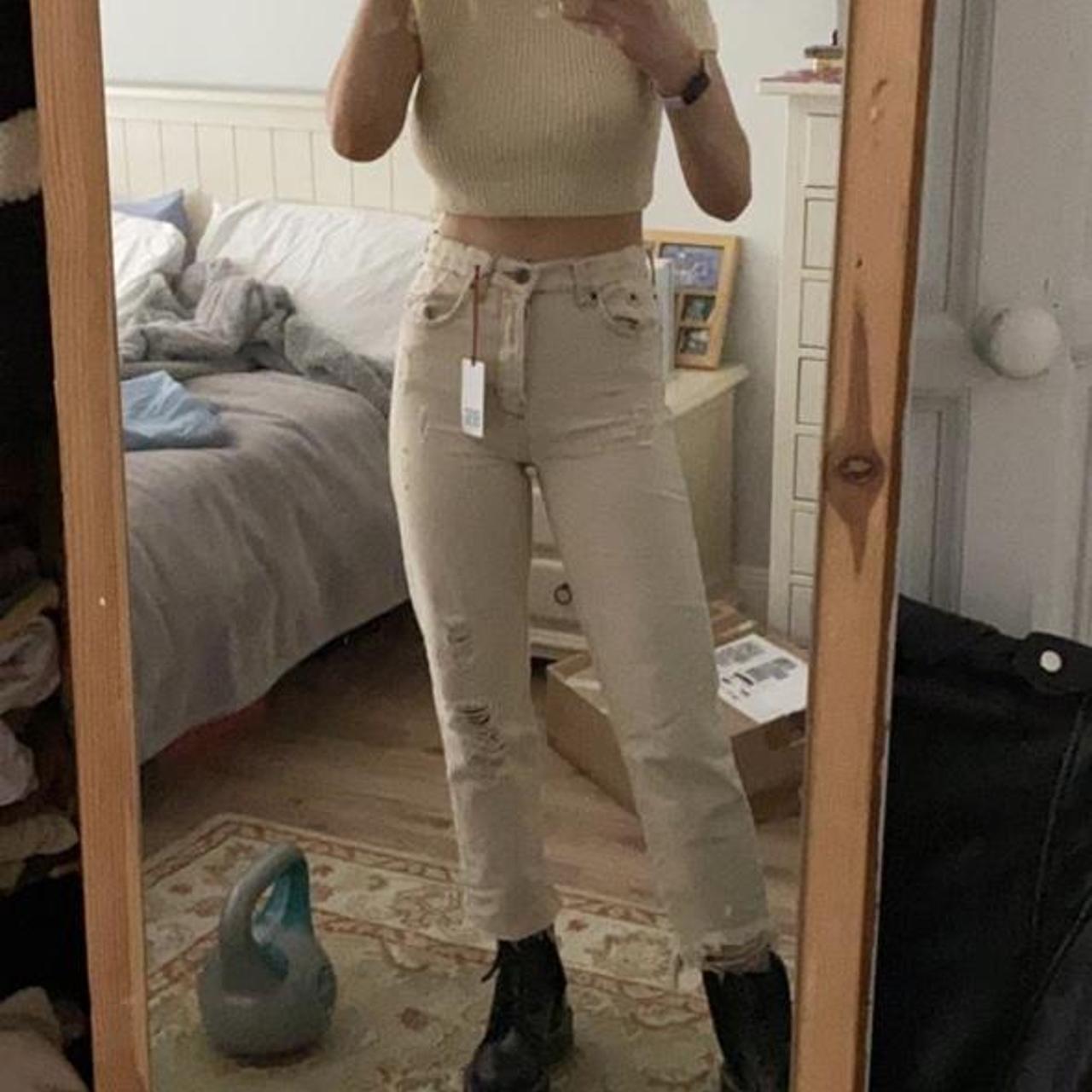 BDG beige jeans with rips Worn once or twice in... - Depop