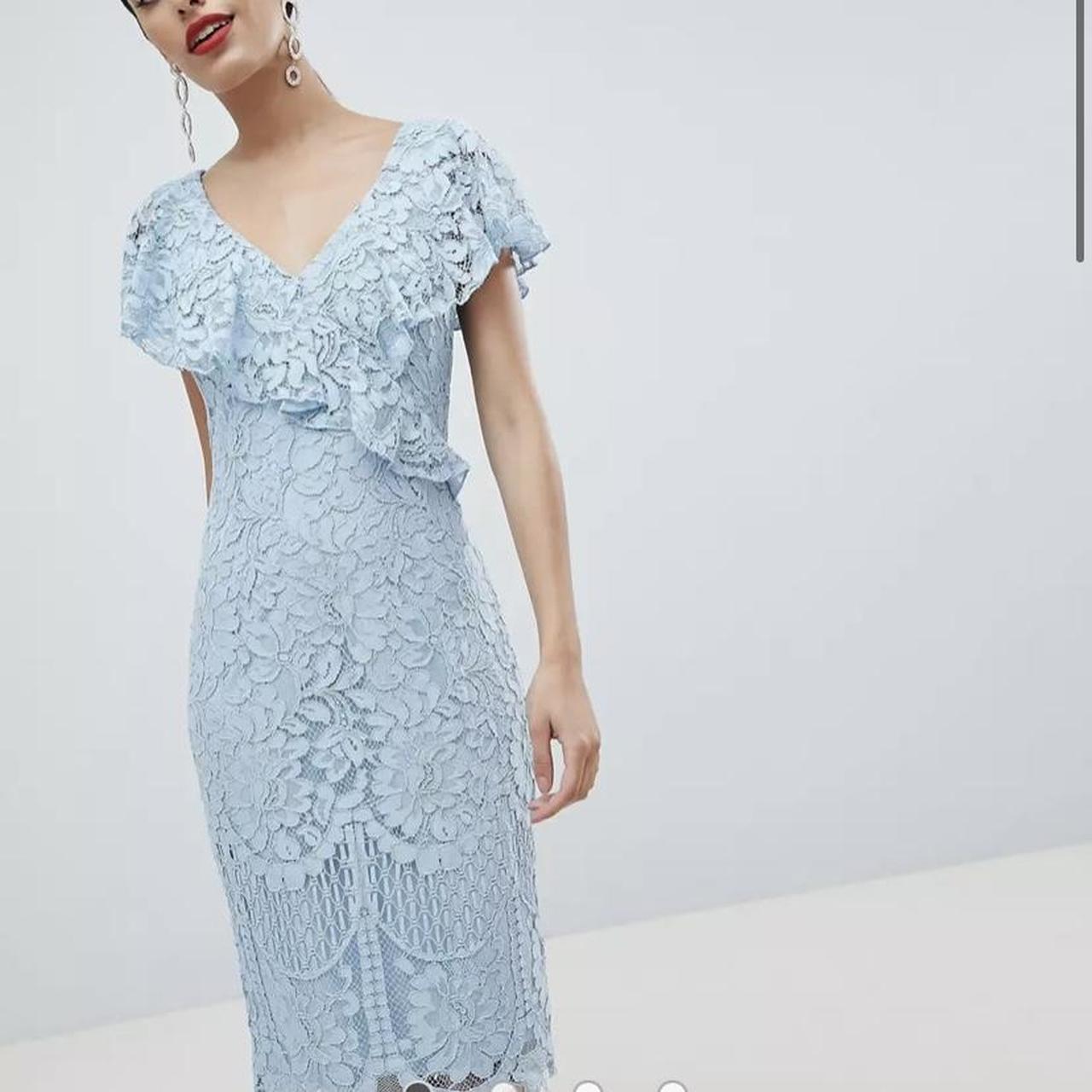 Women's Blue and Silver Dress Depop