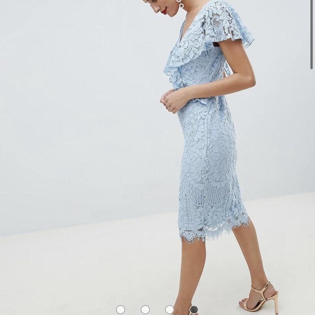 Women's Blue and Silver Dress Depop