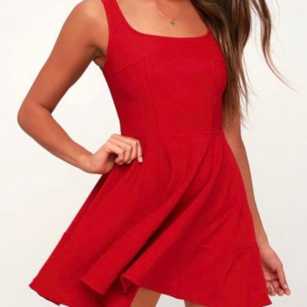 LuLu's Home Before Daylight Red Skater Dress Depop