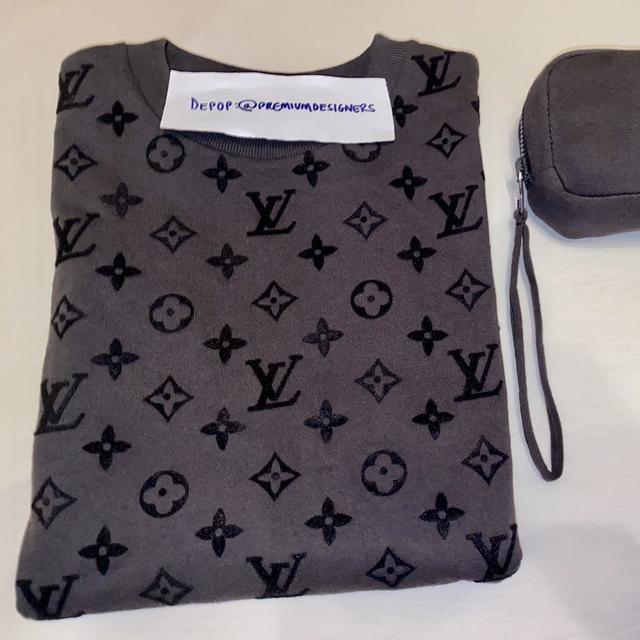 Louis Vuitton hook and loop monogram short sleeve t shirt mens size L grey  metal