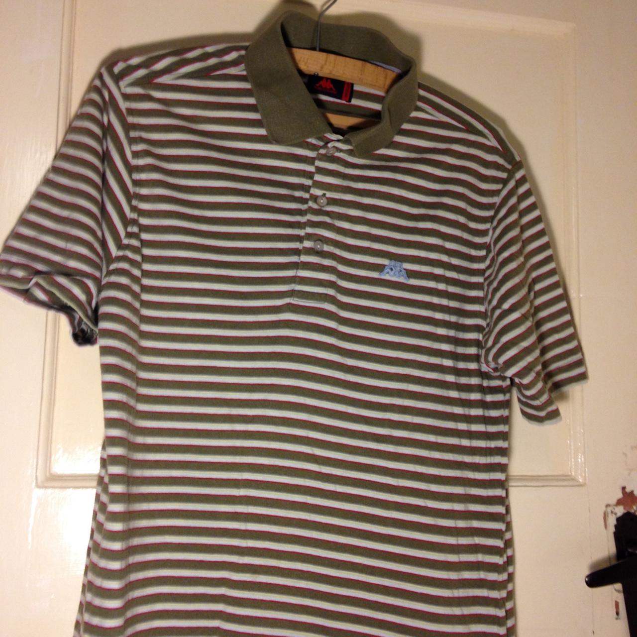 Stripey polo shirt, kappa Condition worn in Size... - Depop