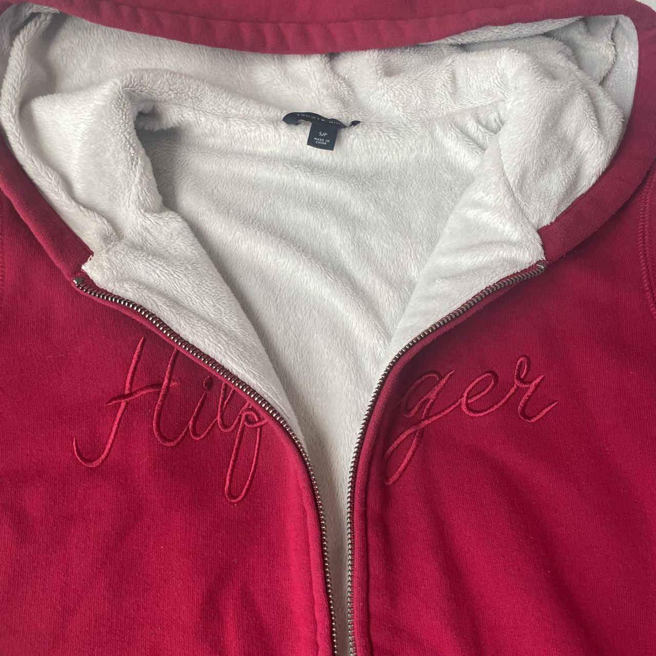 Tommy Hilfiger red zip up hoodie Size small... Depop