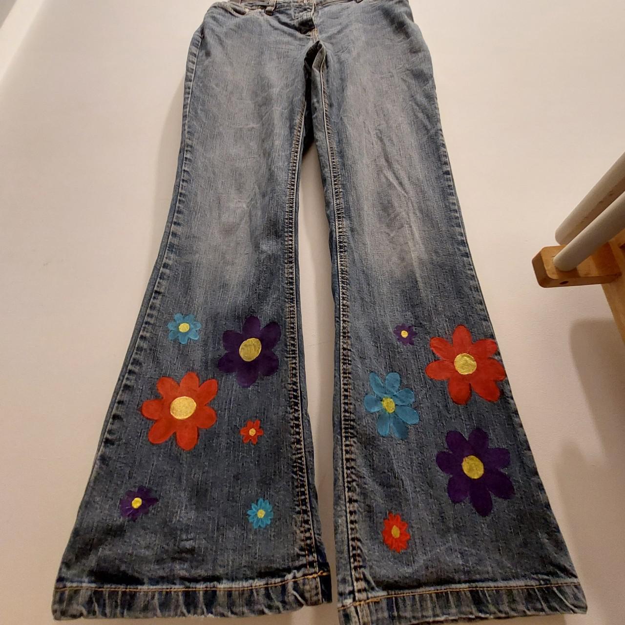 WAS £25 NOW ONLY £20!🌷Hand painted boot cut jeans!🌻... - Depop