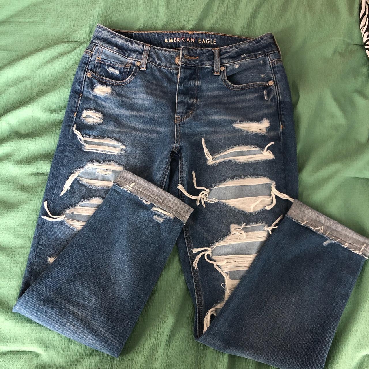 american eagle ripped patched jeans