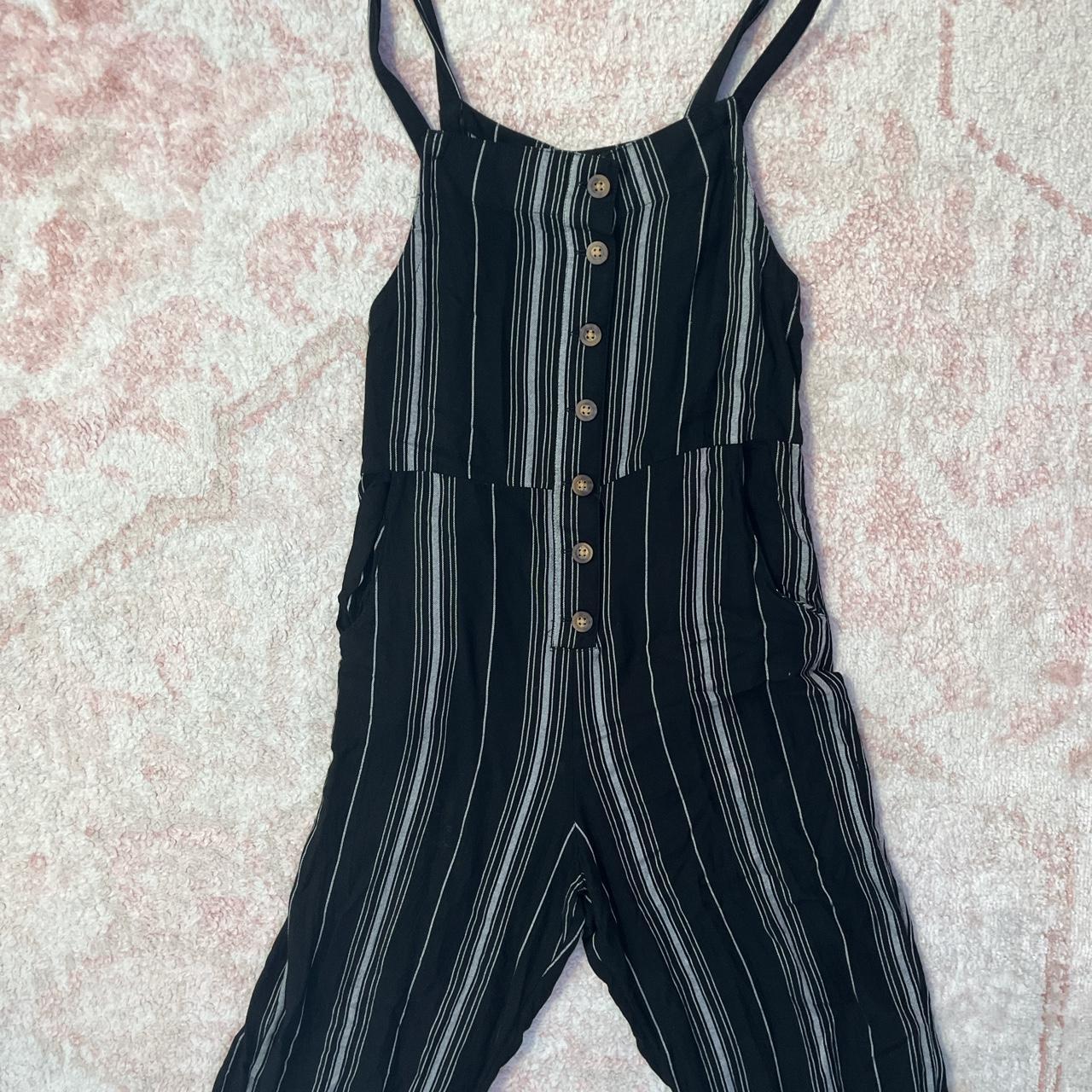 Hollister striped jumpsuit with pockets. barley worn... Depop