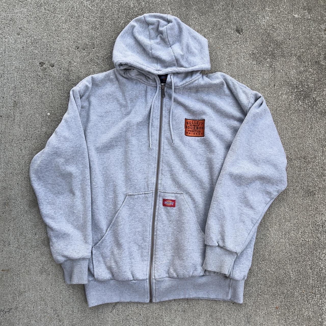 Dickies grey waffle-knit lined heavy zip up hoodie.... - Depop