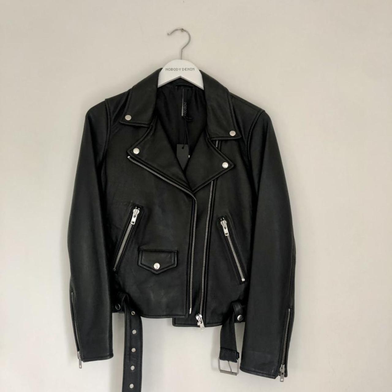 Nobody Denim leather jacket, size small but an... - Depop