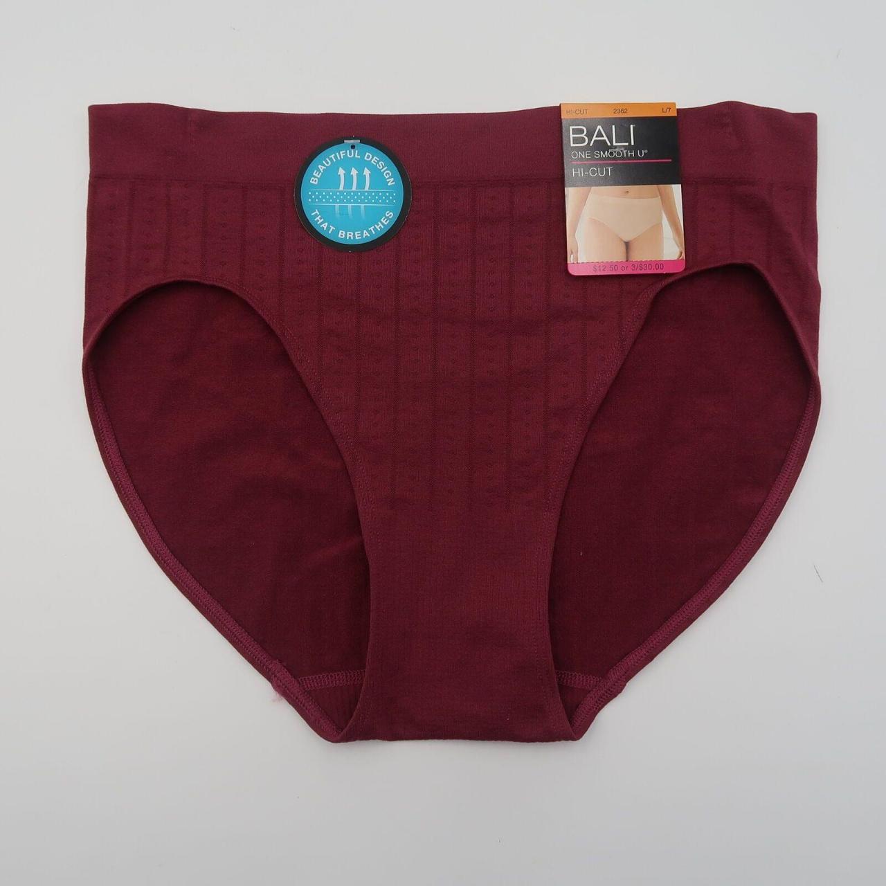 3 PAIR BALI ONE SMOOTH U HICUT 2362 BURGUNDY 7/L... Depop