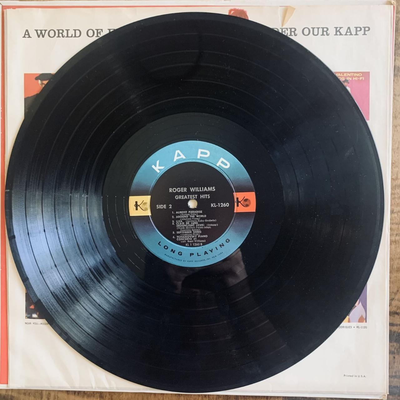 ROGER WILLIAMS GREATEST HITS VINYL LP KAPP KL1260... Depop