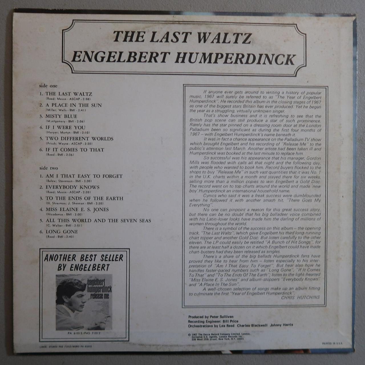 Product Image 2 - ENGELBERT HUMPERDINCK THE LAST WALTZ