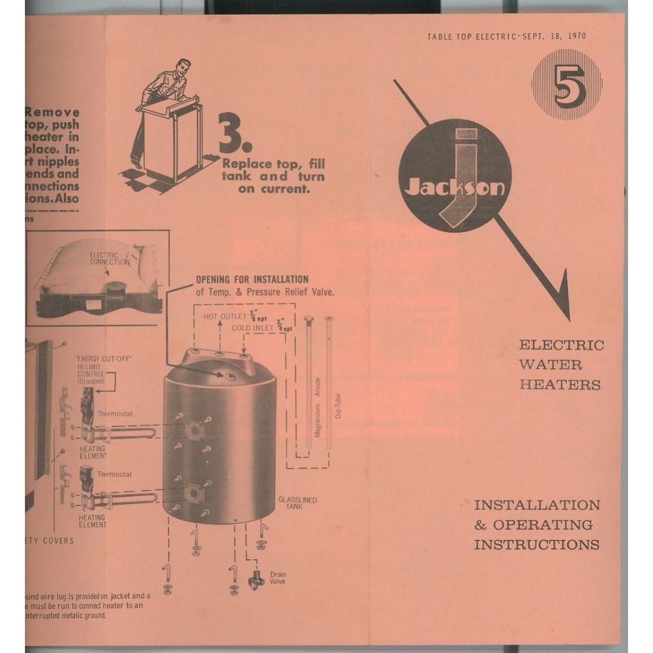 1971 Jackson Electric Water Heaters Installation &... Depop
