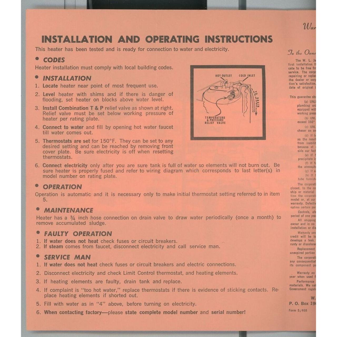 1971 Jackson Electric Water Heaters Installation &... Depop