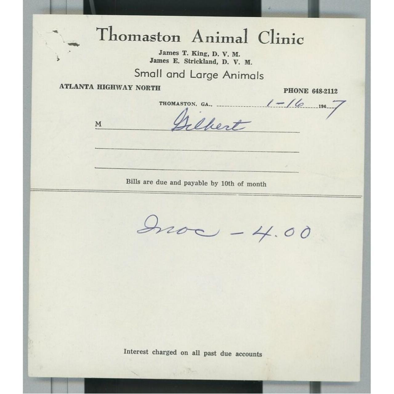 1967 Thomaston Animal Clinic Atlanta Hwy GA James T.... - Depop