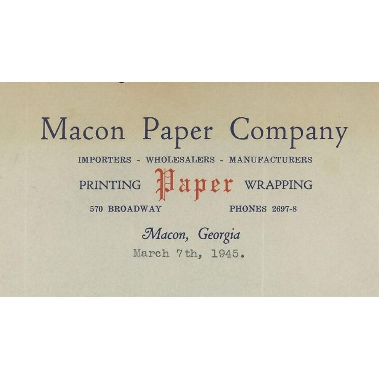 1945 Macon Paper Company 570 Broadway Macon GA... Depop