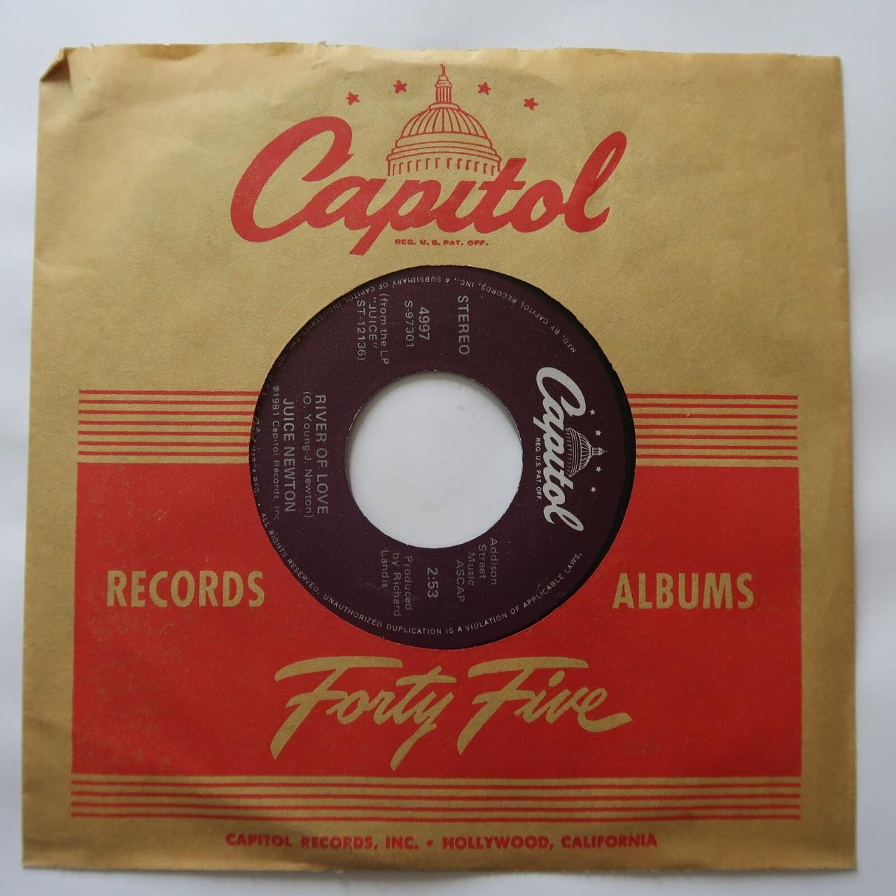 JUICE NEWTON QUEEN OF HEARTS, RIVER OF LOVE VINYL 45... Depop