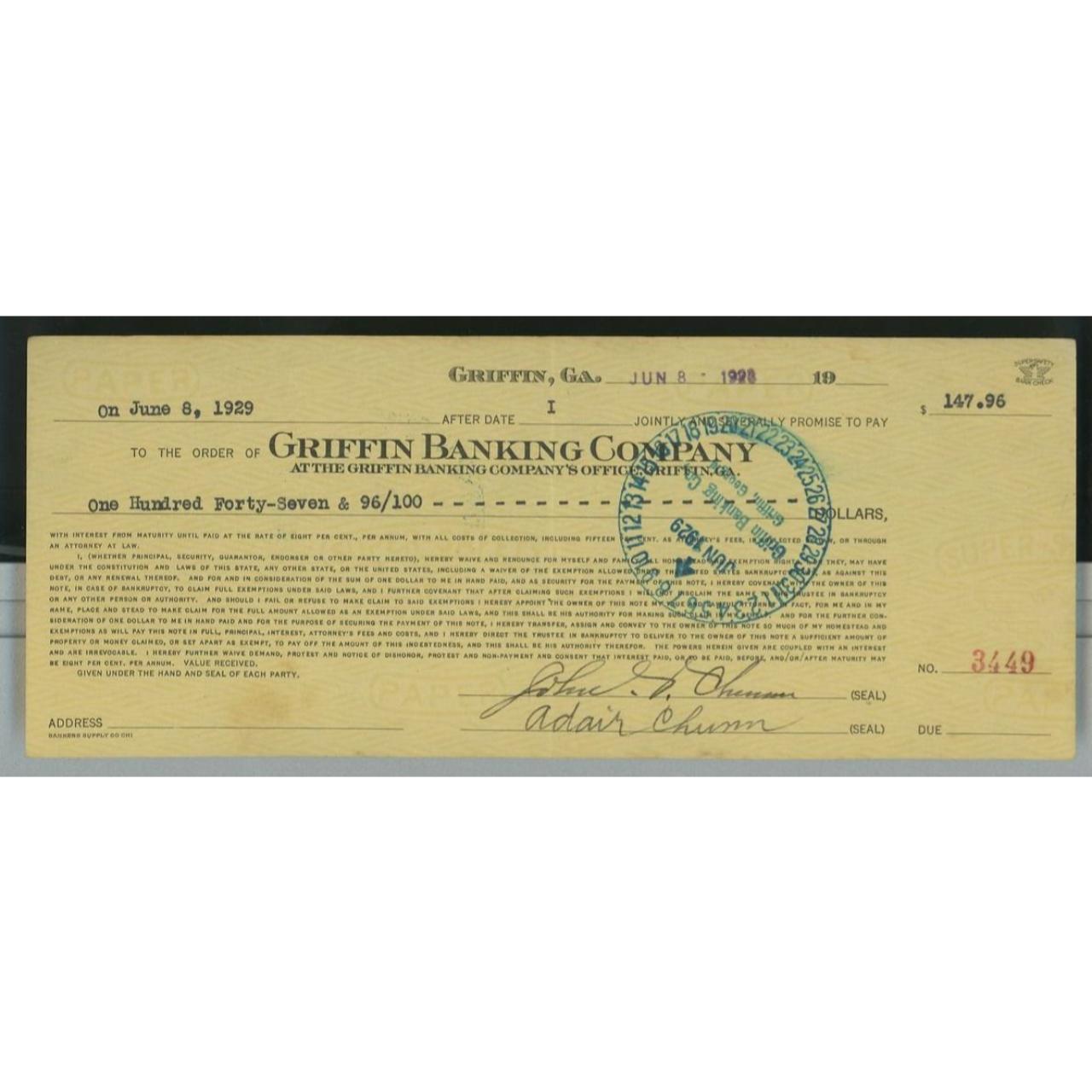 1928 Loan Document Griffin Banking Company Griffin... Depop