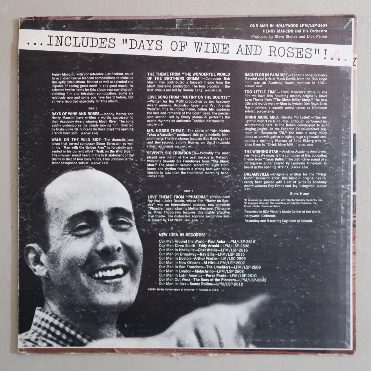 Henry Mancini Our Man in Hollywood Vinyl LP RCA VG... - Depop