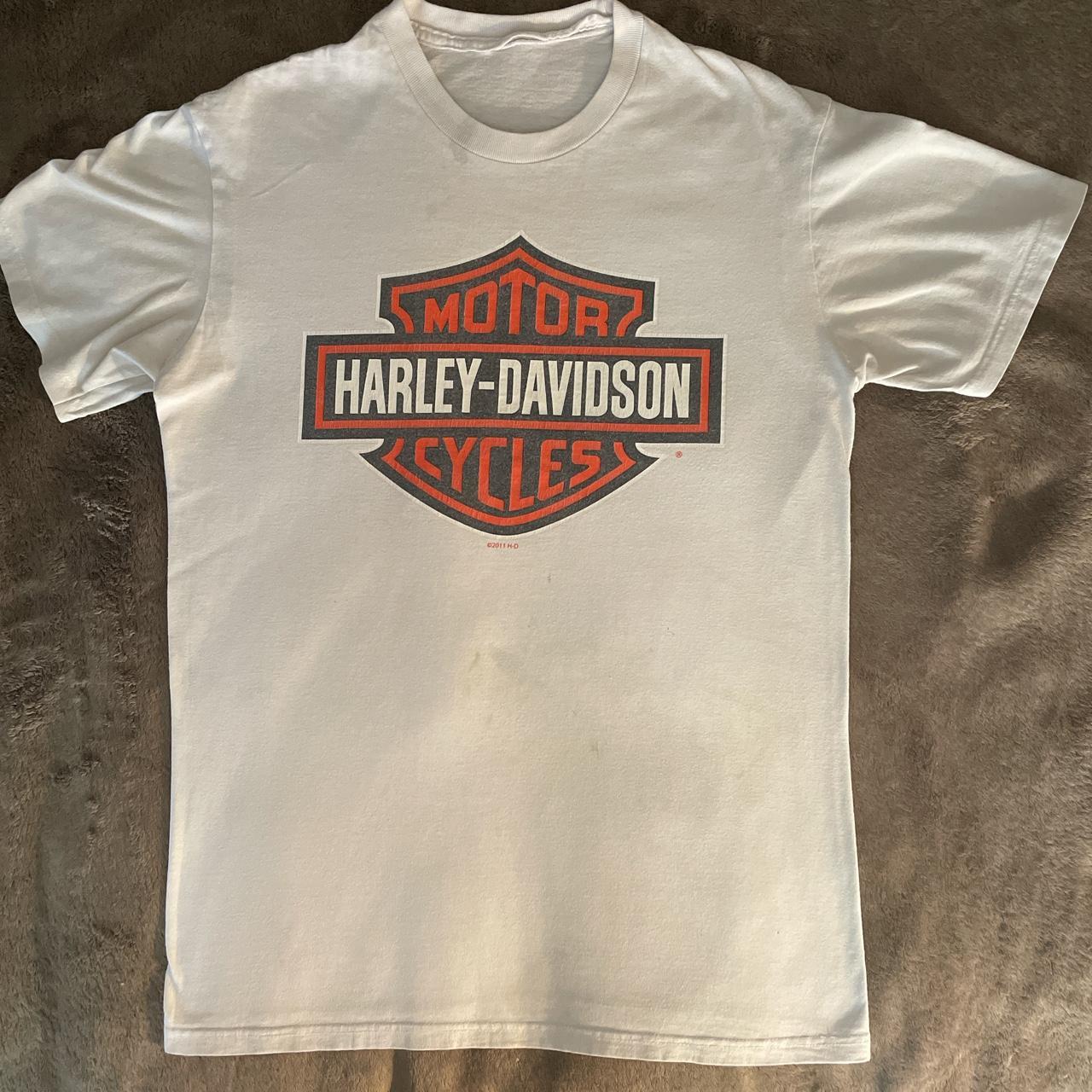 Harley Davidson Men's White T-shirt | Depop