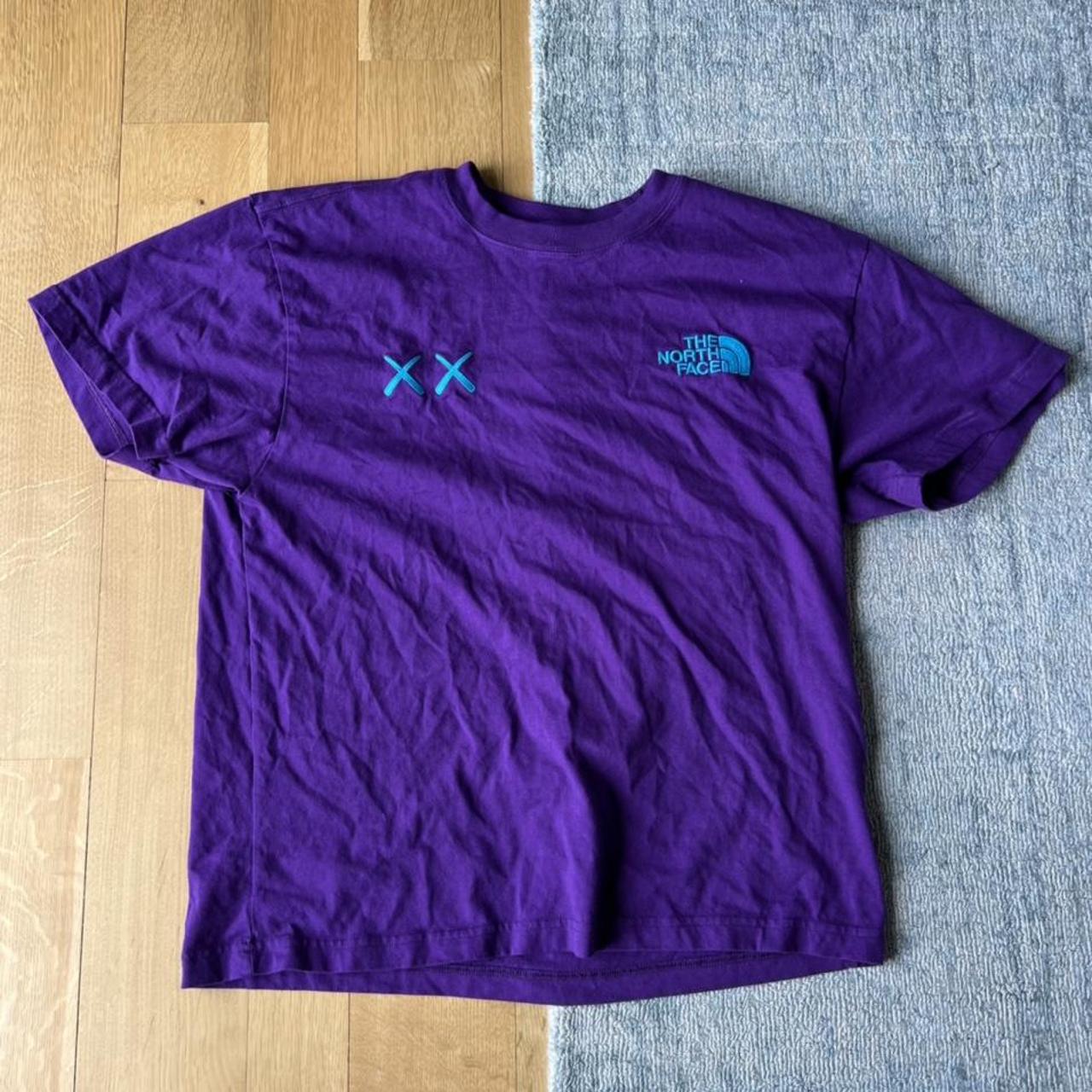 Mens KAWS x the north face collar purple gravity tee... Depop