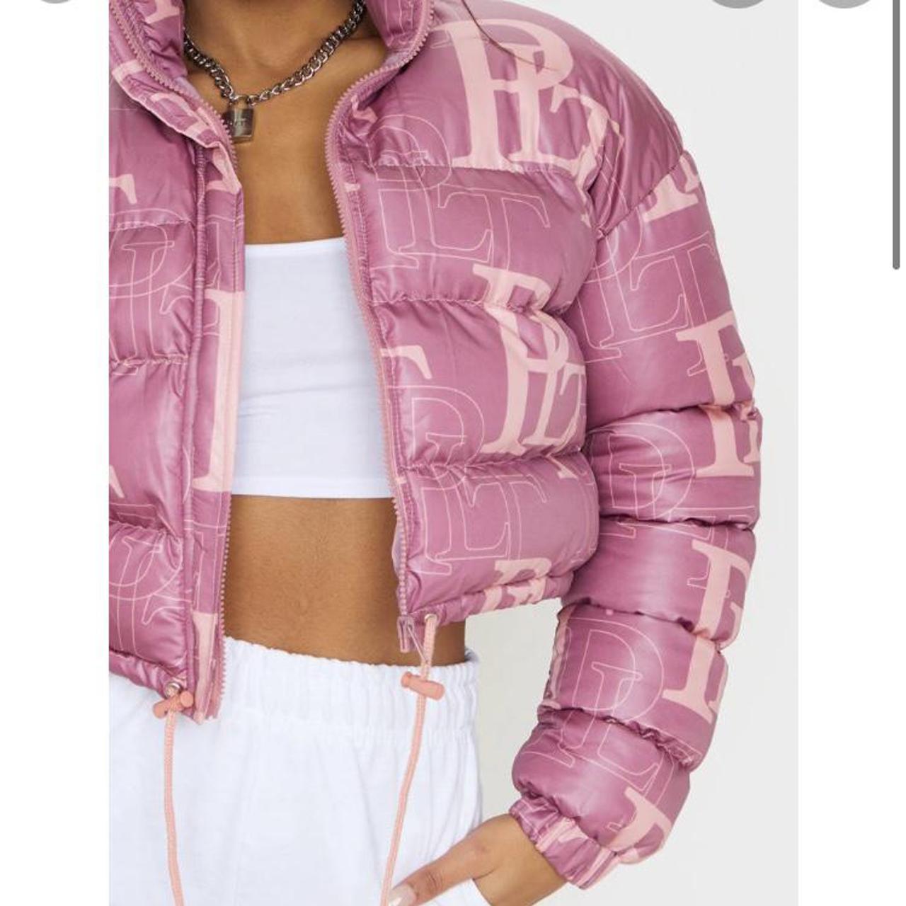 pink puffer jacket pretty little thing