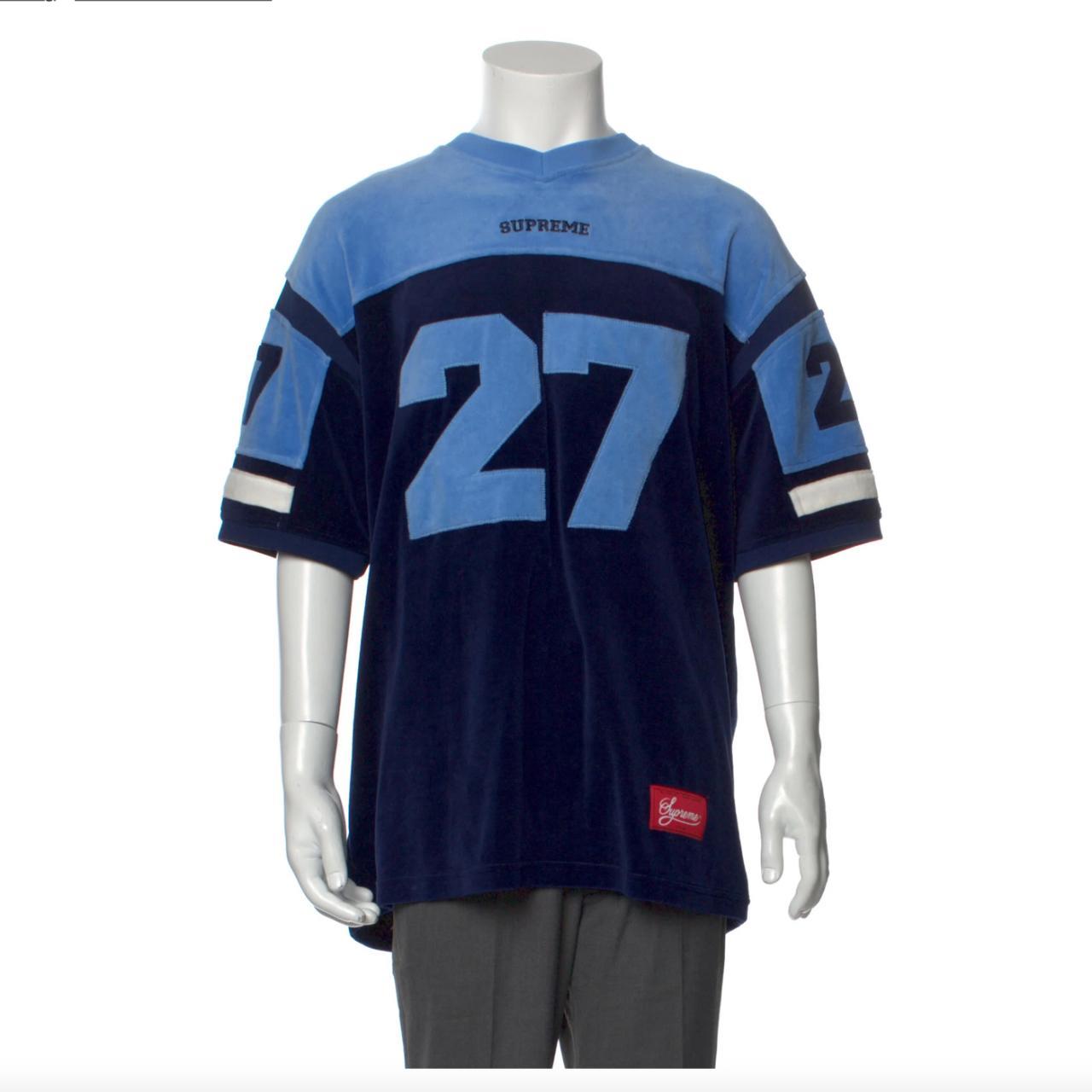 Supreme Velour Football Jersey Navy XLメンズ - Tシャツ/カットソー(半袖/袖なし)