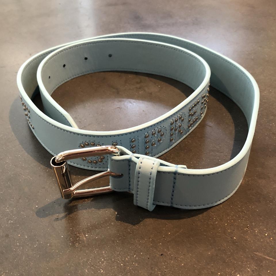 SUPREME Studded Logo Belt Light Blue (Message... - Depop