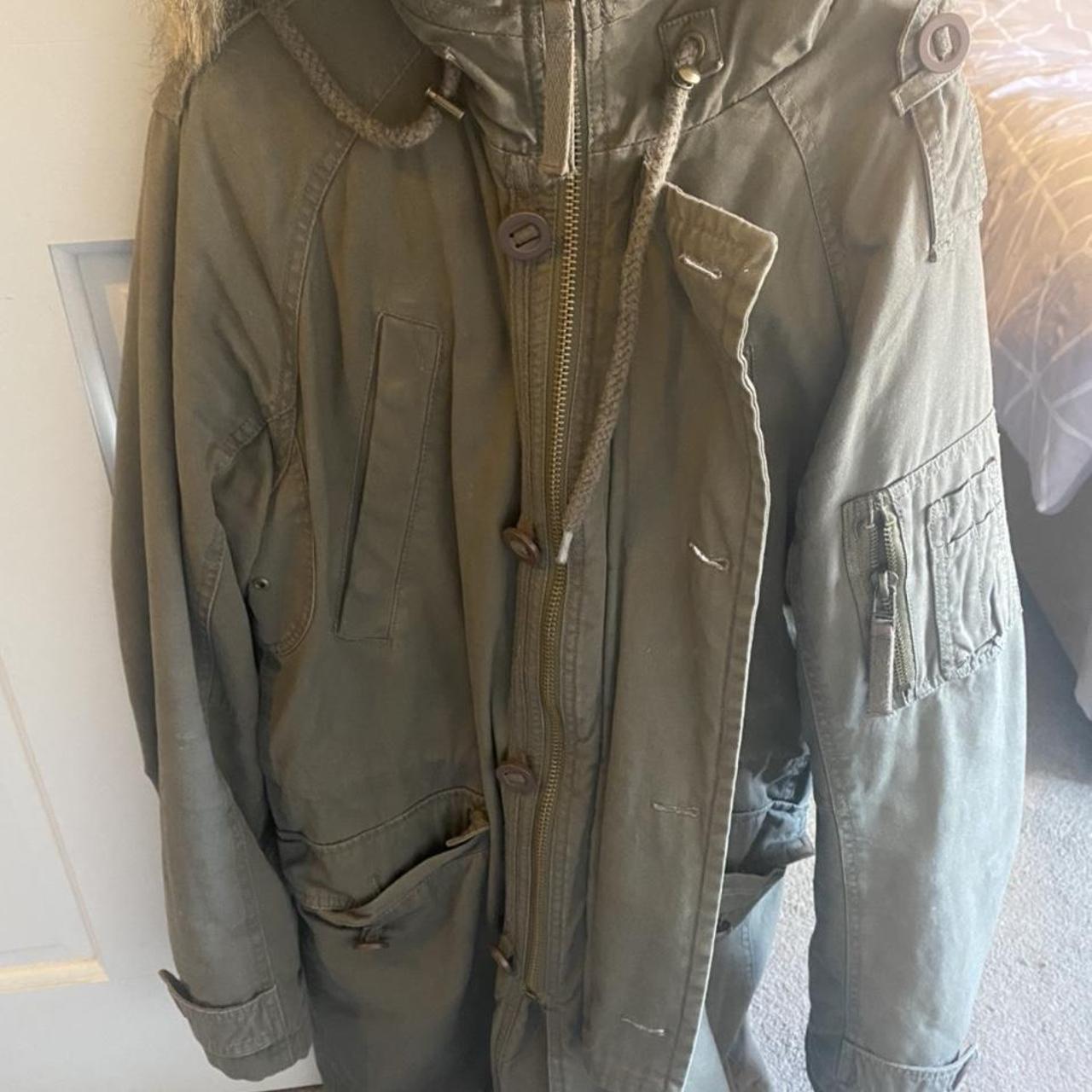 River Island Men's Khaki Coat | Depop