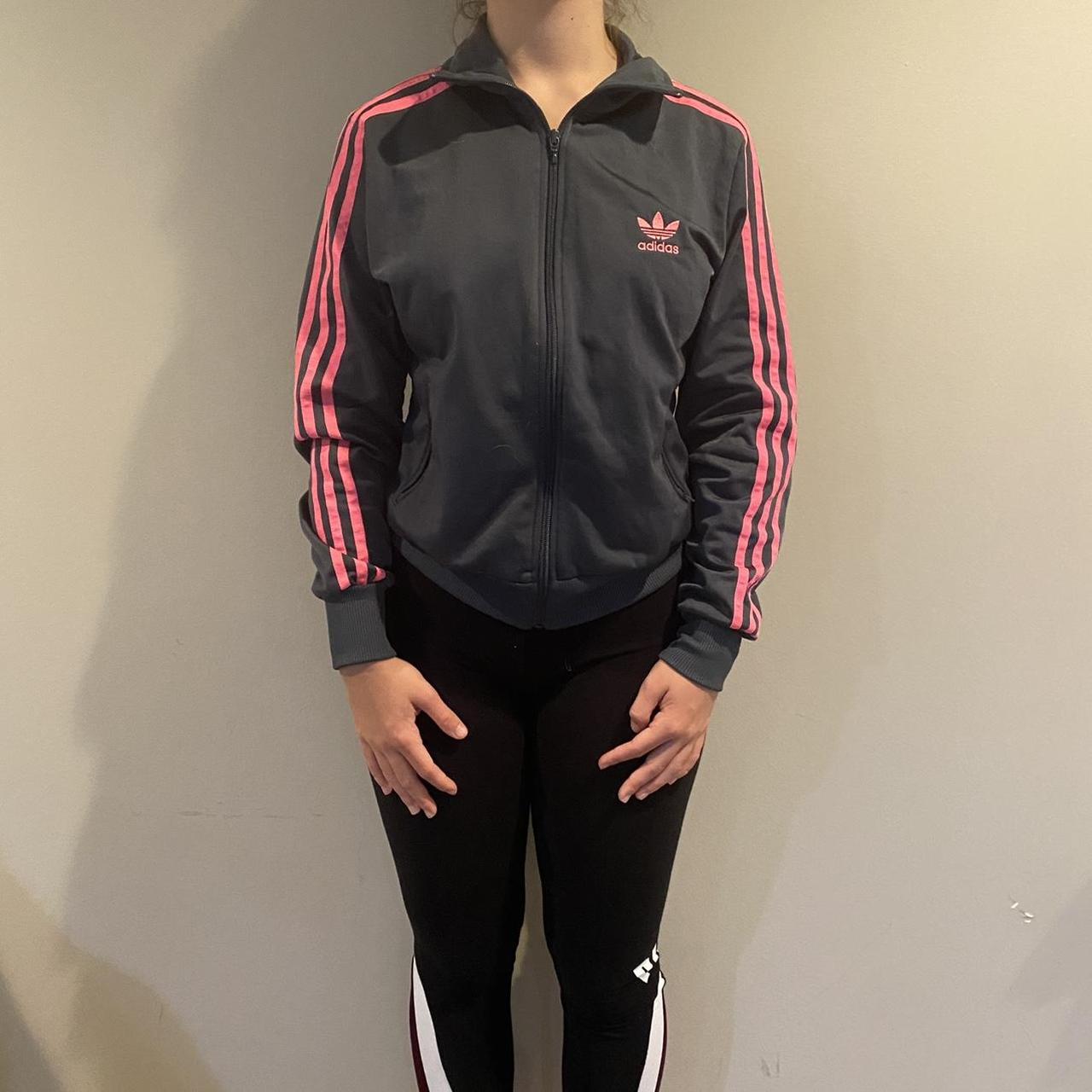 Grey and pink adidas 2025 jacket