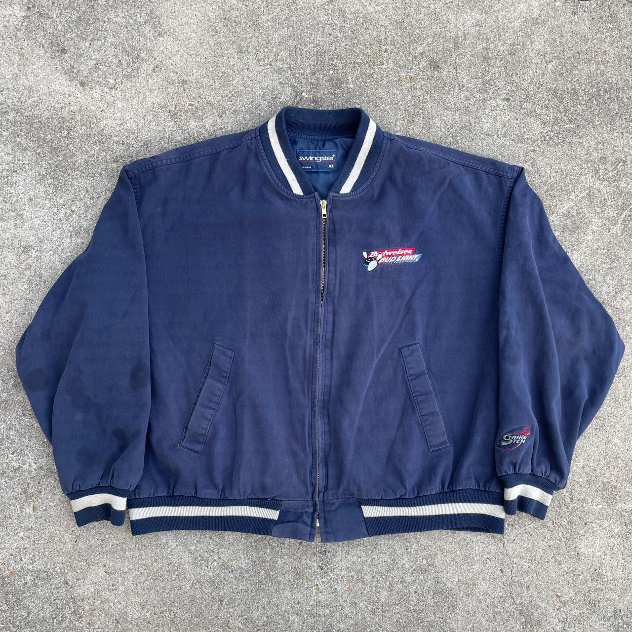 Vintage 90’s Budweiser Bud Light Beer Bomber Jacket... - Depop