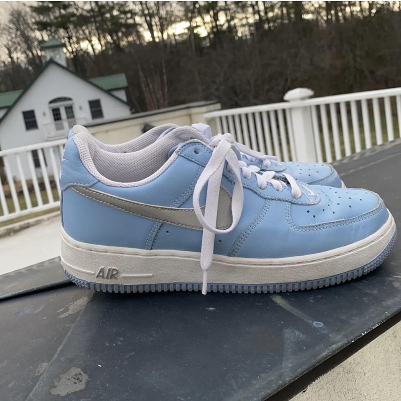 Custom Nike Air Force 1 pastel Blue Louis Vuitton LV - Depop