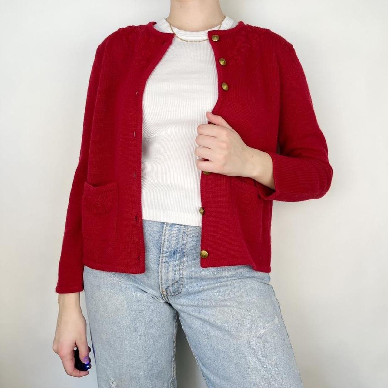 vintage red cardigan