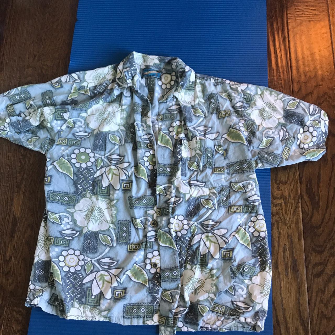 Pineapple Men's Blue and Green Shirt Depop