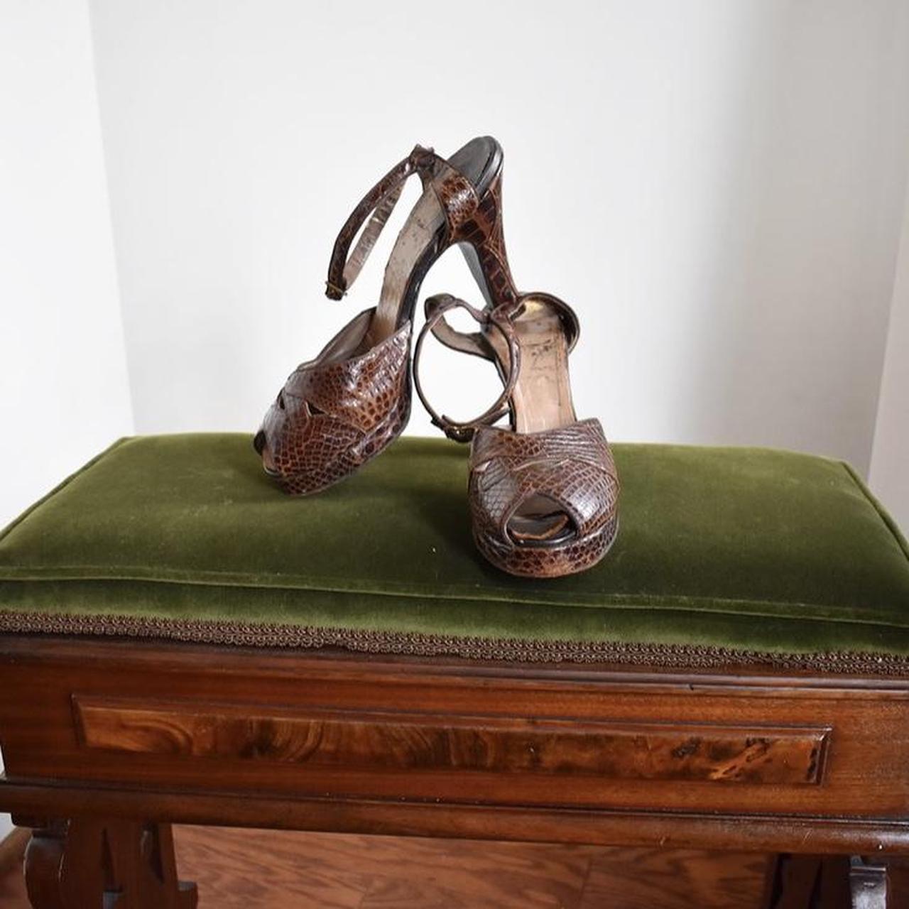 1940s Alligator Platform Heels, Condition:, Good,...