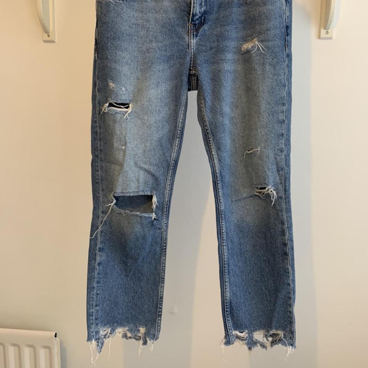 Mango ripped straight leg boyfriend jeans. Size 10 -... - Depop