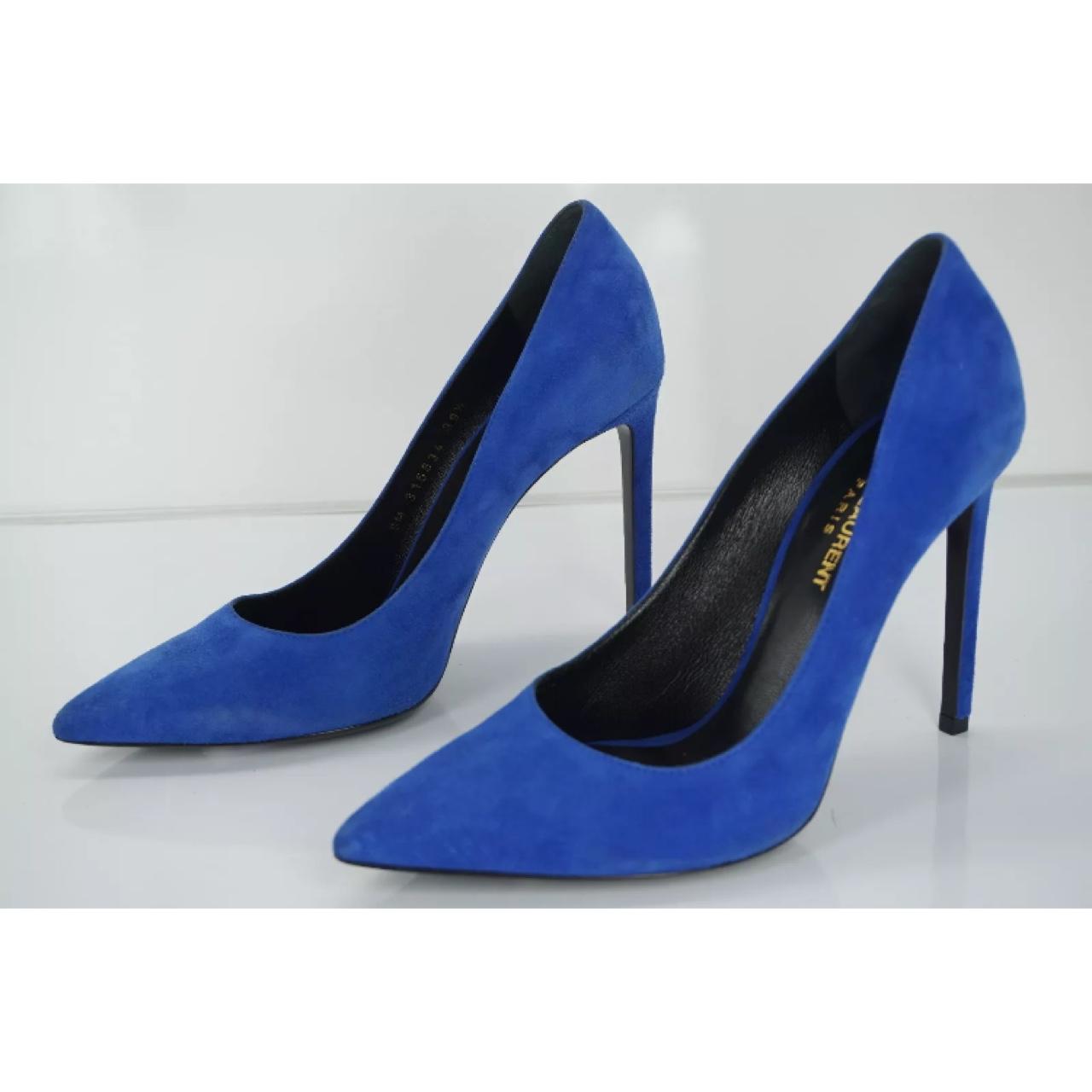 Saint laurent best sale blue heels