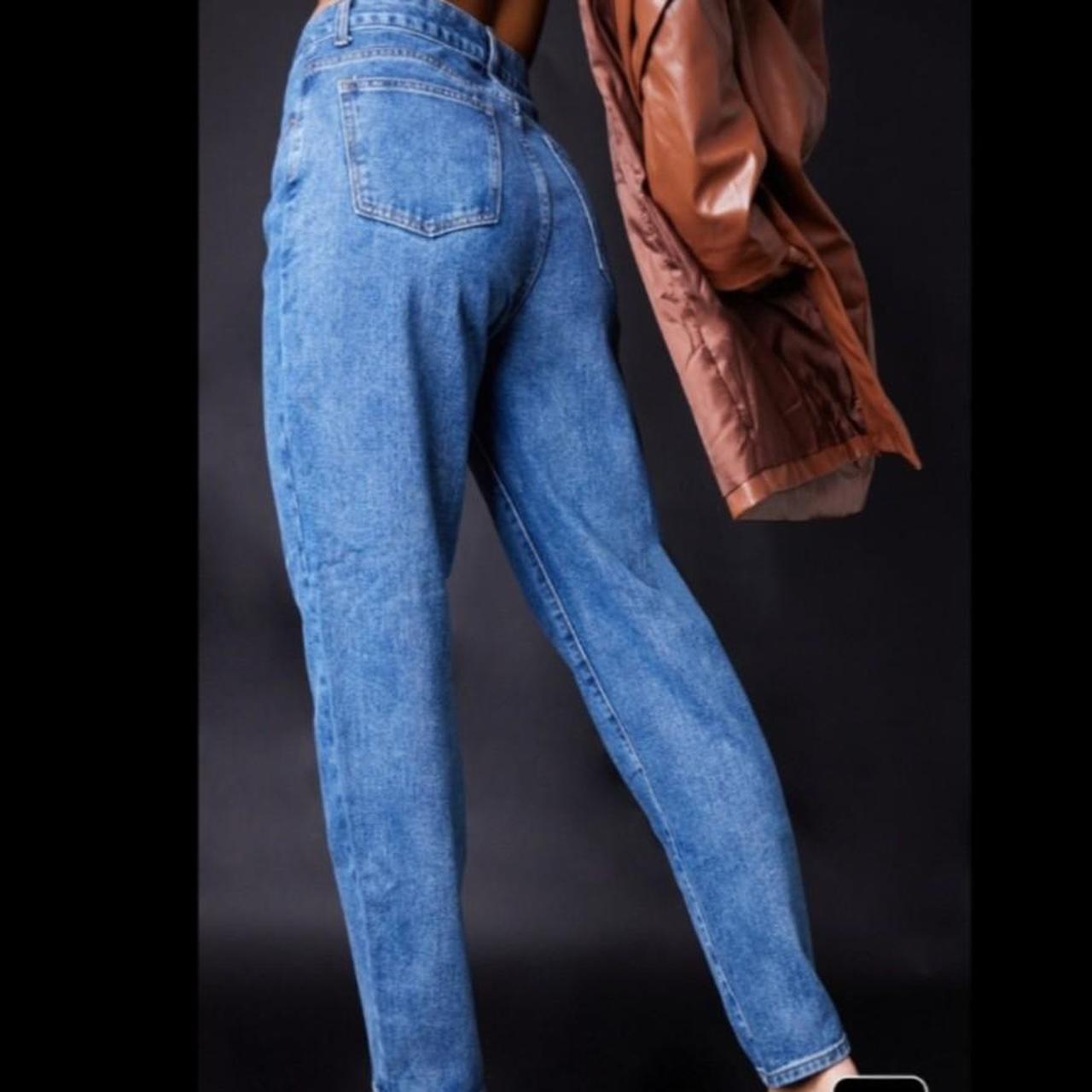 Pretty Little Thing mom jeans. Mid blue wash. Five... Depop