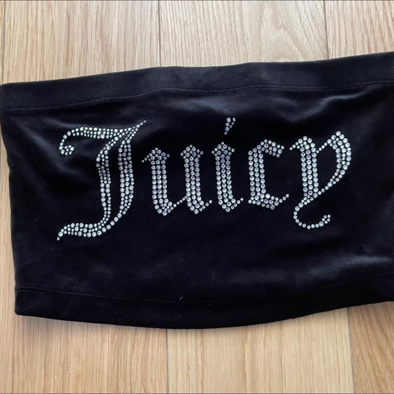 Juicy Couture Women's Black and Silver Crop-top | Depop