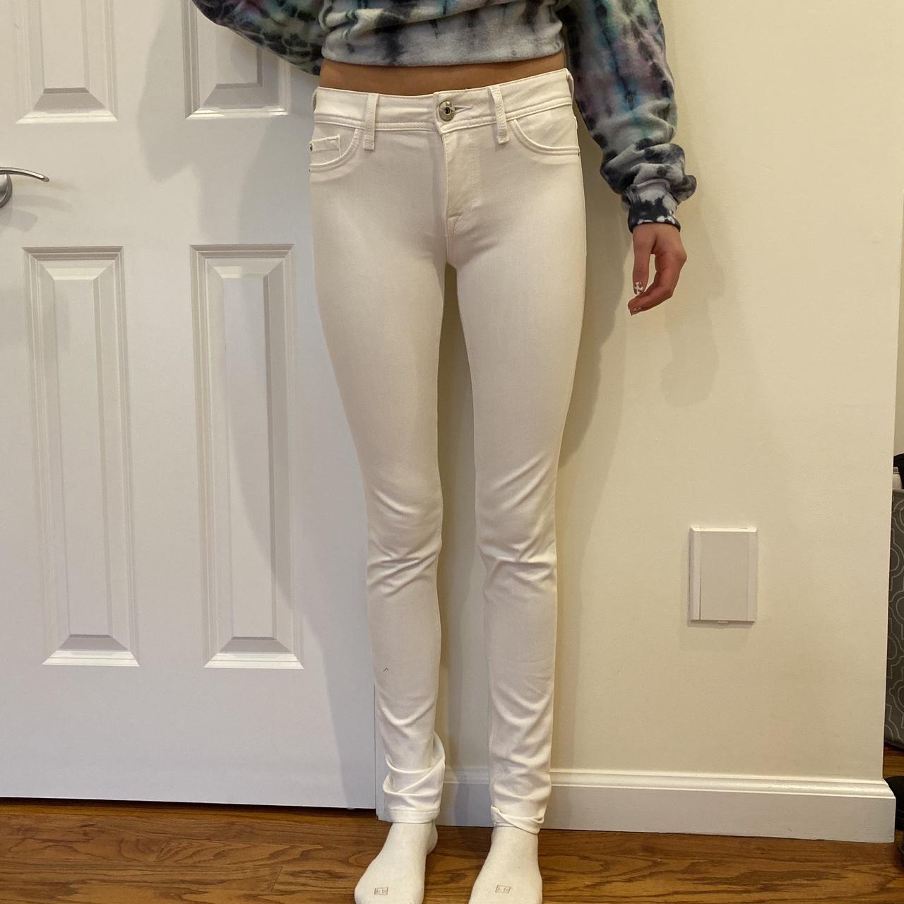 DL1961 White Skinny Jeans Size 24, stretchy, bottom... - Depop