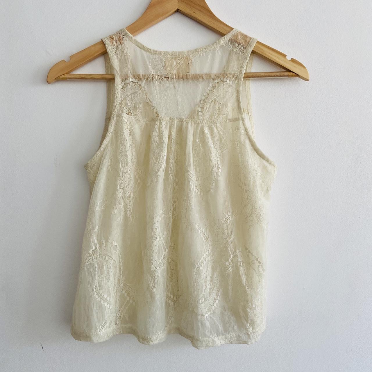 Cream lace camisole top size XS Pins & Needles... Depop