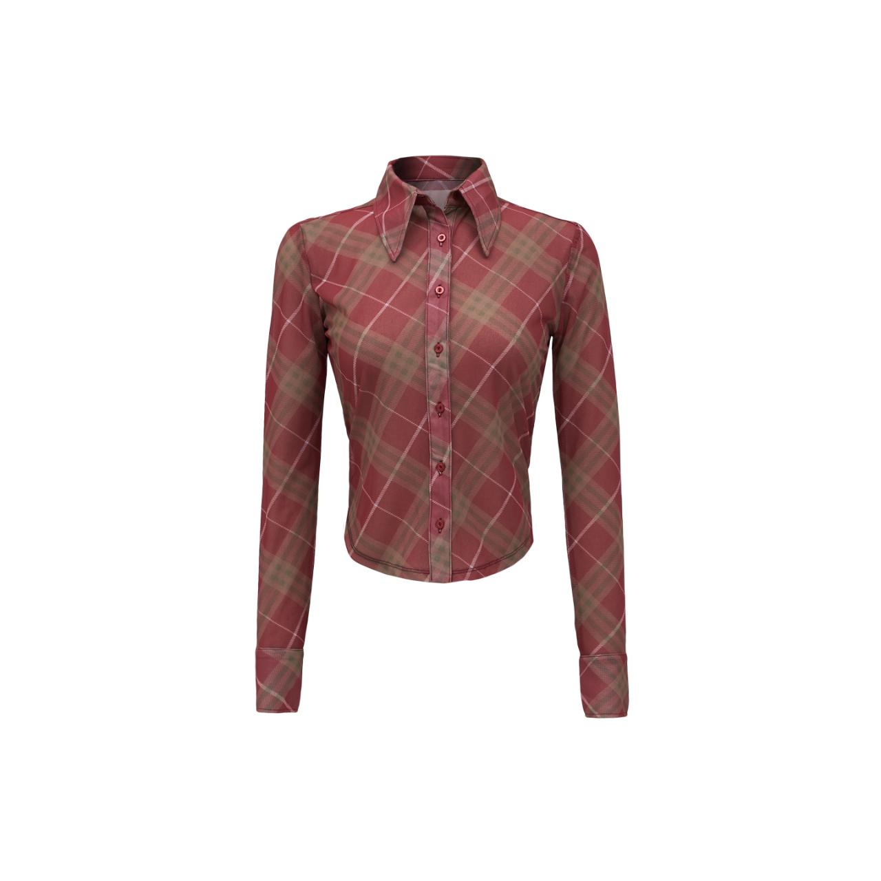 WHYNOTUS, Mesh Shirt, Color: Plum Plaid, Sizing...